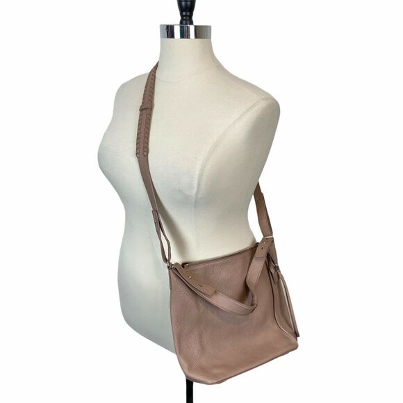 Allsaints Crossbody Handbag Women's Tan Cow Leather Adjustable Strap Kita Flaw